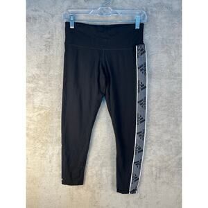 Adidas Capri Leggings Medium Black Logo Athletic Cheer Workout